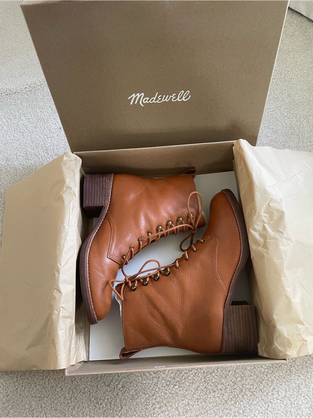 Madewell The Patti Lace-Up Leather Boots - Size 8.5
